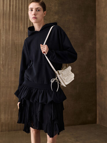 Kadee Ruched Bow-Charm Mini Bag, Cream, hi-res