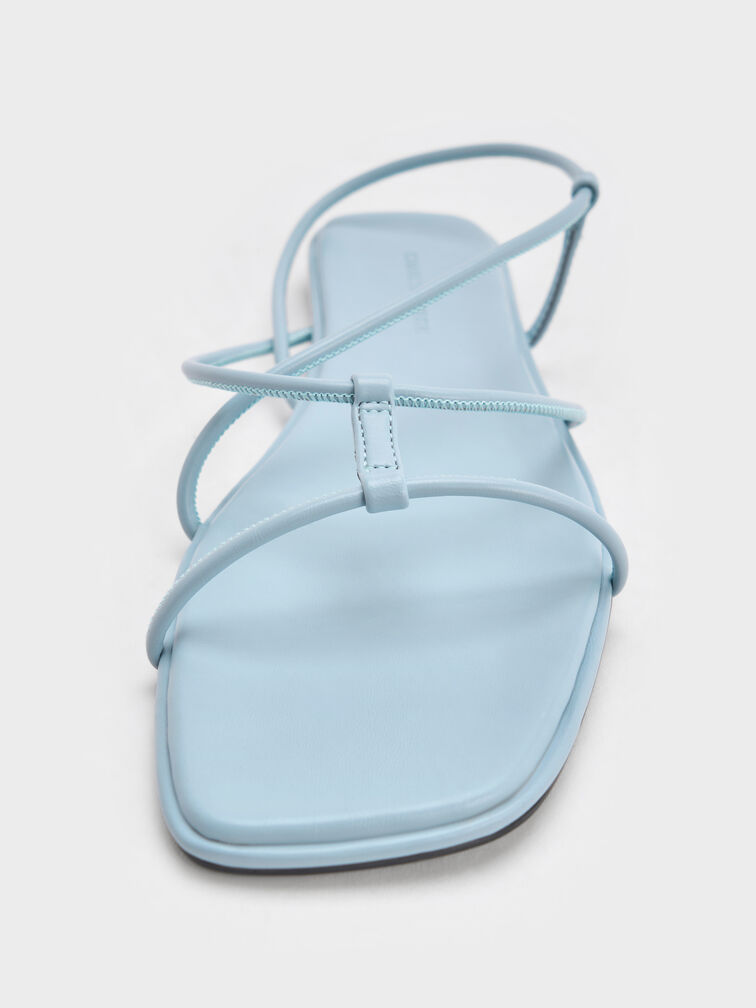 Square-Toe Strappy Sandals, Light Blue, hi-res