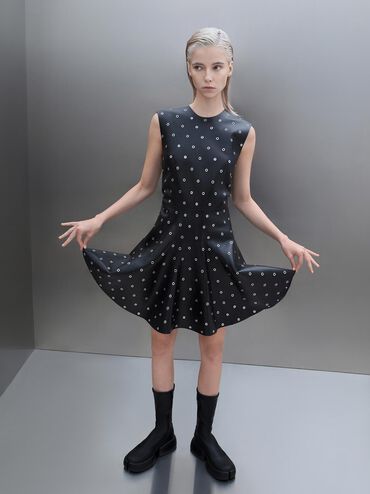 Jamie Side-Zip Platform Calf Boots, Black, hi-res