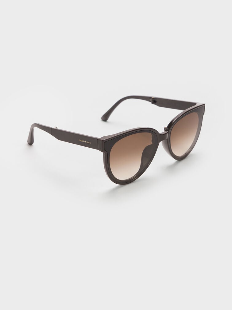 Brea Foldable Aviator Sunglasses, Espresso Brown, hi-res