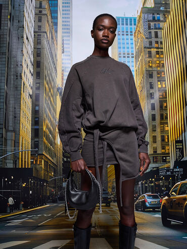 Micro Toni Knotted Crescent Hobo Bag, Noir, hi-res