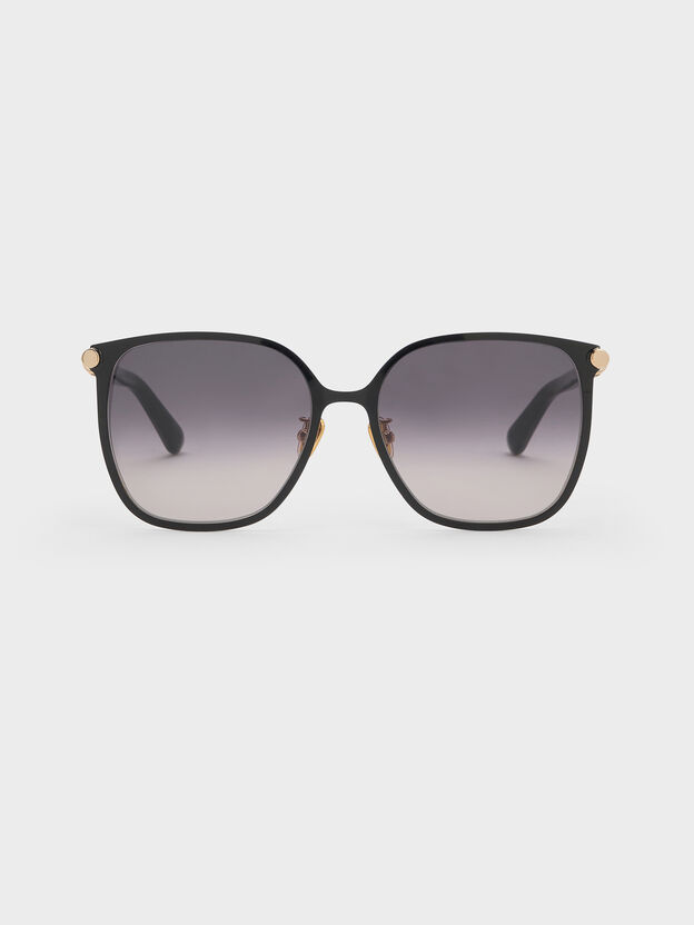Ophelia Square Sunglasses, Black, hi-res