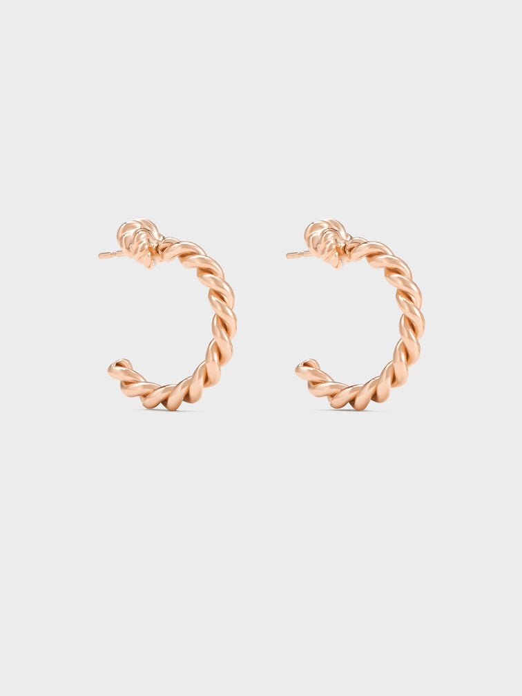 Sable Rope-Knot Hoop Earrings, Rose Gold, hi-res