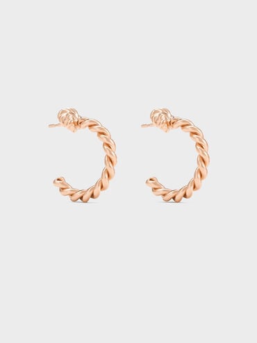 Sable Rope-Knot Hoop Earrings, Rose Gold, hi-res