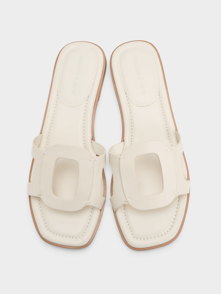 Easley Cut-Out Slide Sandals, Chalk, hi-res