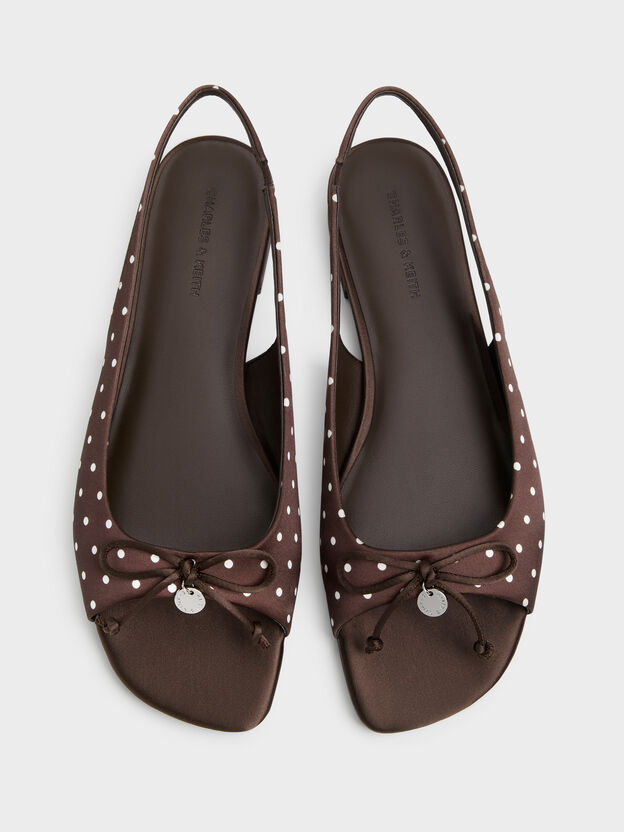 Imani Polka-Dot Bow Slingback Sandals, Dark Brown Textured, hi-res