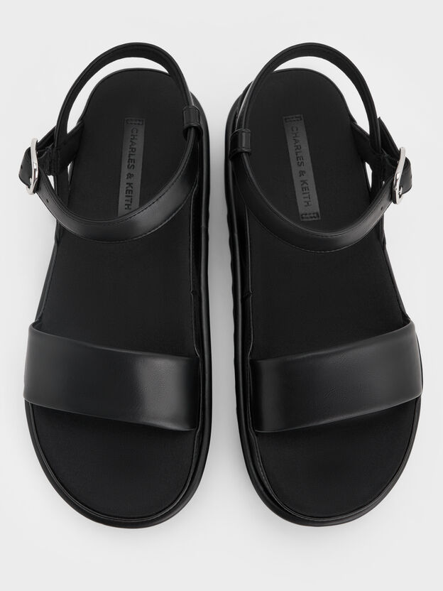 Flatform Sandals, Black, hi-res
