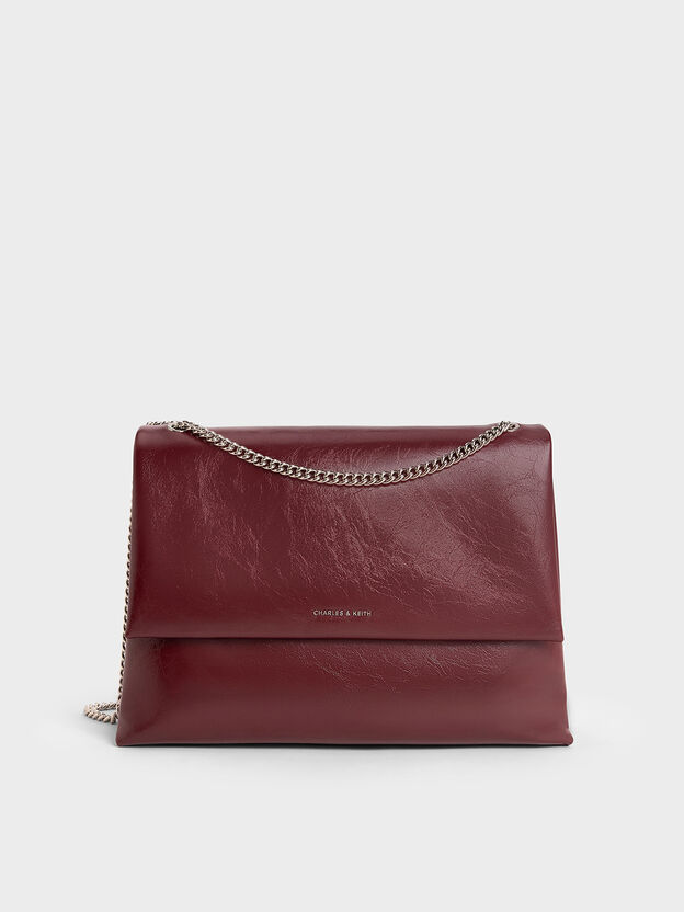 Sianna Chain-Handle Shoulder Bag, Burgundy, hi-res