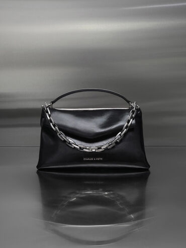 Andromeda Chunky-Chain Top Handle Bag, Noir, hi-res