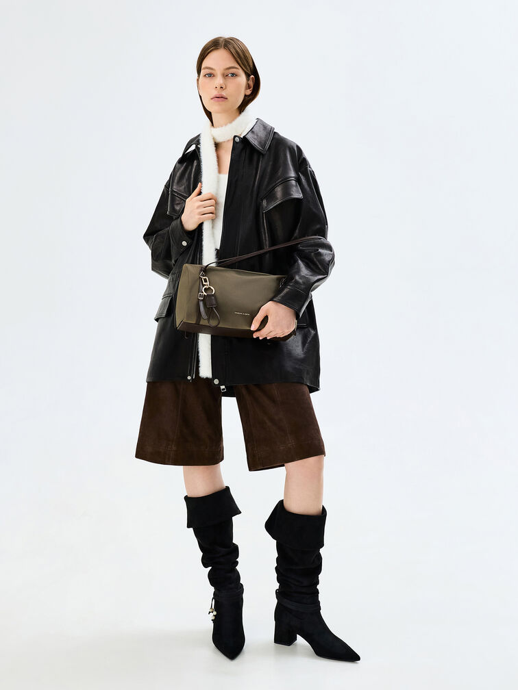 Levy Nylon Shoulder Bag, Deep Olive, hi-res