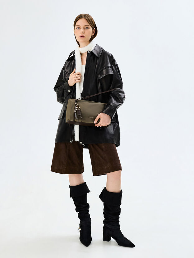 Levy Nylon Shoulder Bag, Deep Olive, hi-res