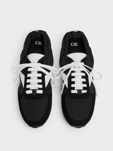 Jace Recycled Leather Sneakers, Black Textured, hi-res