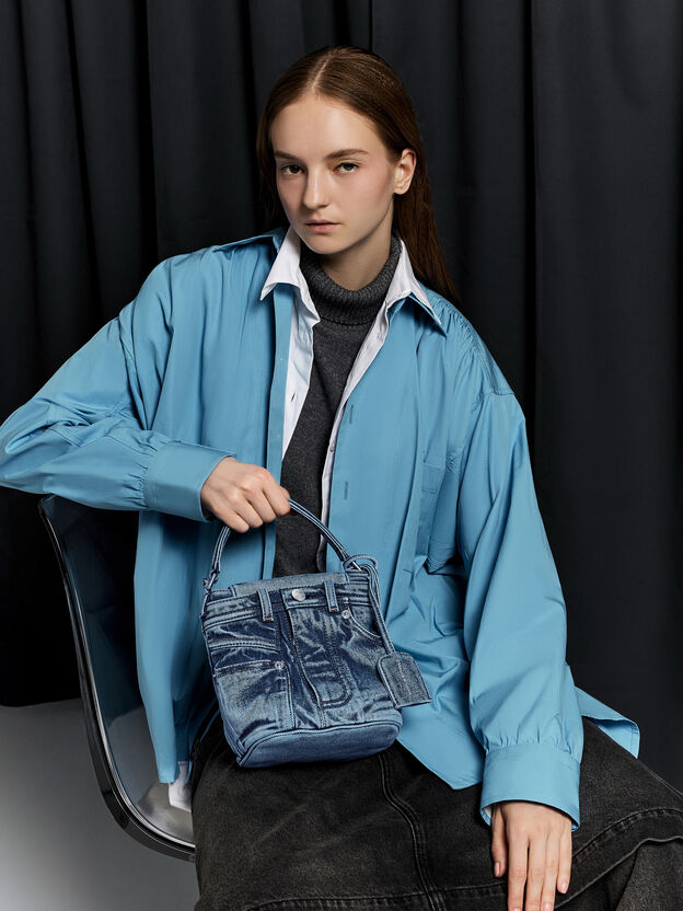 Arita Denim Jeans Bucket Bag, Denim Blue, hi-res