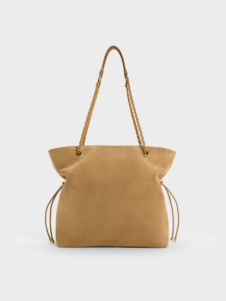 Arya Recycled Suede Braided-Strap Double-Handle Tote Bag, Sahara Sand, hi-res