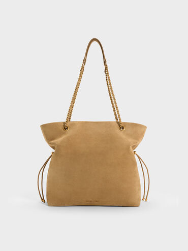 Arya Recycled Suede Braided-Strap Double-Handle Tote Bag, Sahara Sand, hi-res
