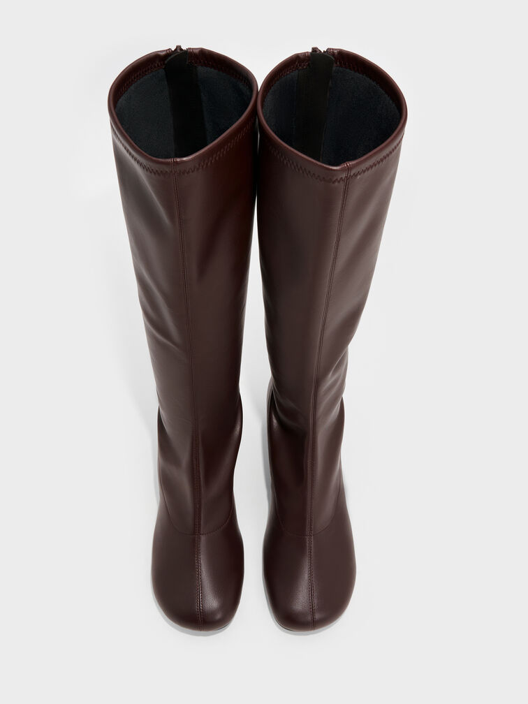 Block-Heel Knee-High Boots, Dark Brown, hi-res