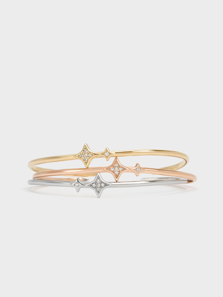 Everest Crystal Star Bangle, Rose Gold, hi-res