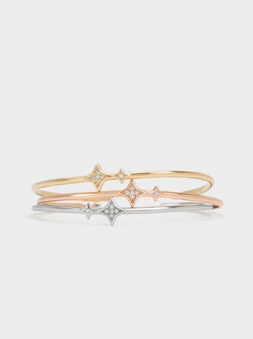 Everest Crystal Star Bangle, Rose Gold, hi-res