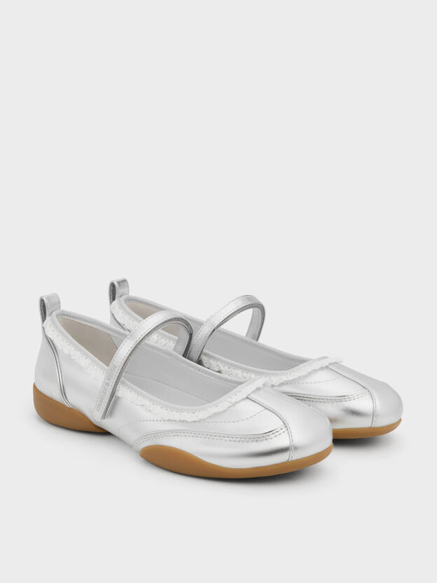 Louise Lace-Trim Mary Jane Sneakers, Silver, hi-res