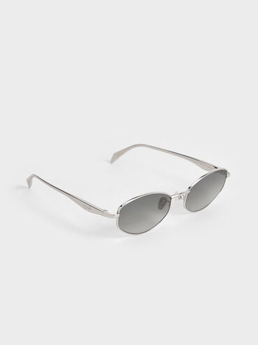 Celestia Crystal-Accent Oval Sunglasses, Silver, hi-res