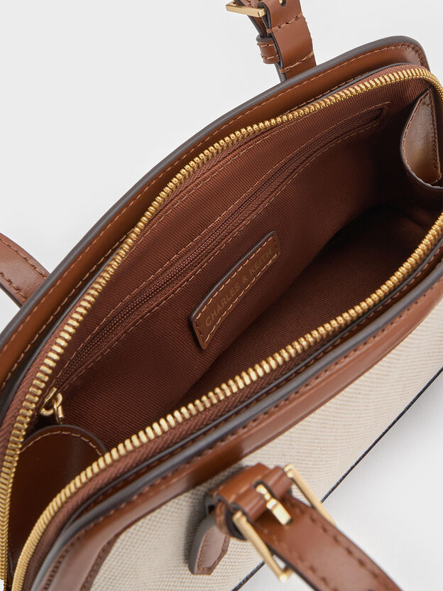 Enola Canvas Long-Handle Shoulder Bag, Chocolate, hi-res