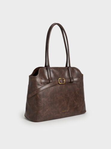 Victoria Belted Trapeze Tote Bag, Distressed Coffee, hi-res