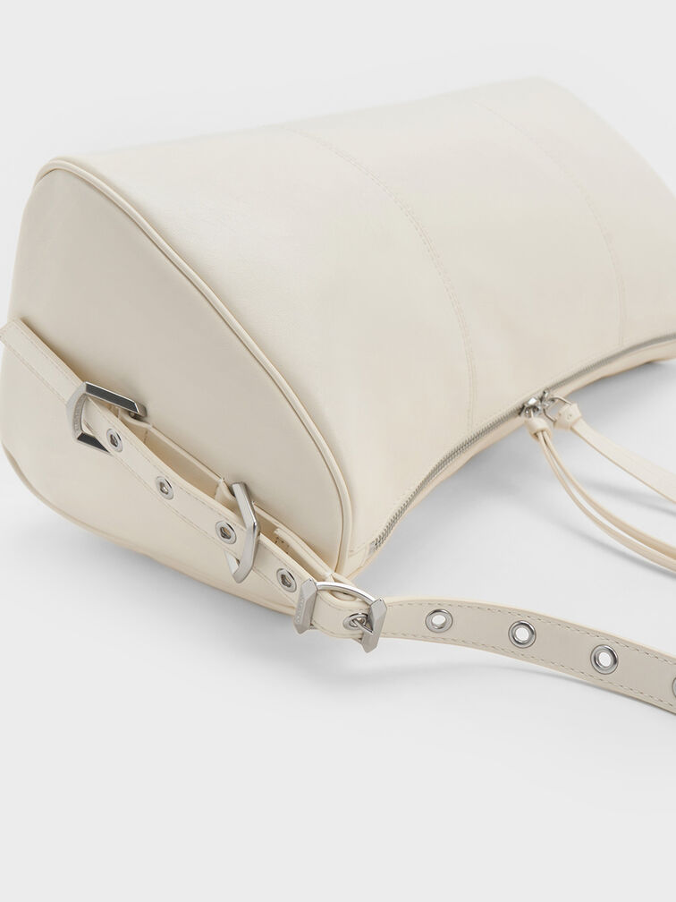 Bryna Panelled Grommet-Strap Crossbody Bag, Cream Bryna Panelled Grommet-Strap Crossbody Bag, Cream, hi-res