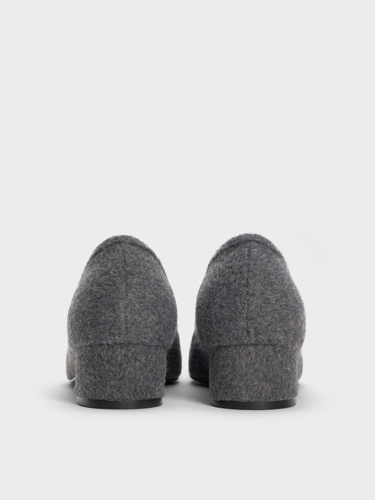 Barbara Felt Pearl-Embellished Bow Ballet Pumps, Grey, hi-res