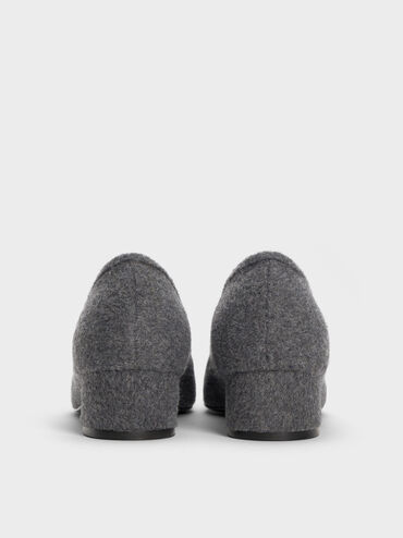 Barbara Felt Pearl-Embellished Bow Ballet Pumps, Grey, hi-res