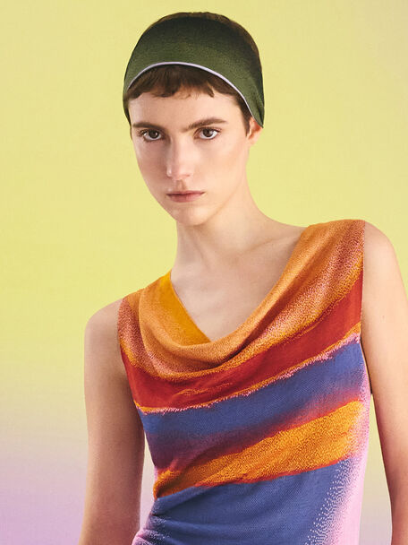 Recycled Polyester Knitted Gradient Reversible Headband, Multi, hi-res