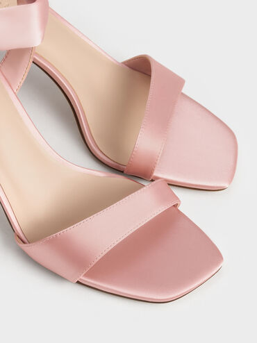 Eliana Satin Tie-Around Heeled Sandals, Pink, hi-res
