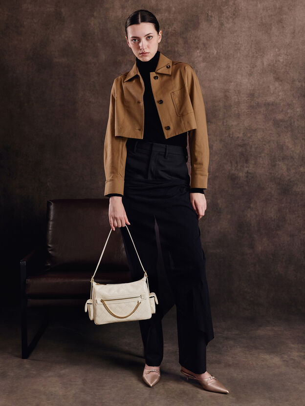 Duo Quilted Side-Pocket Shoulder Bag, Cream, hi-res