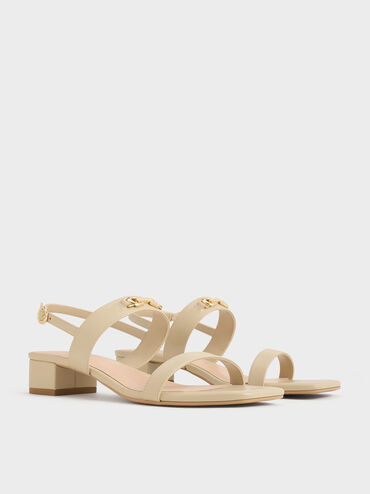 Trifina Metallic-Accent Slingback Sandals, Taupe, hi-res