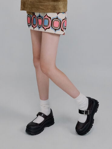 Darra Ridged-Sole Platform Mary Janes, Black Box, hi-res