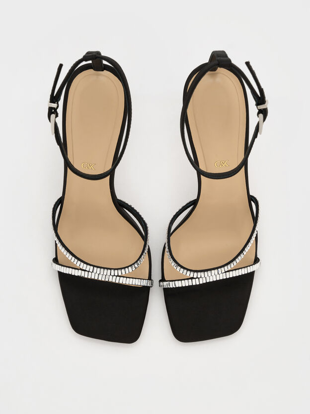 Jaylene Gem Stiletto Sandals, Black Textured, hi-res
