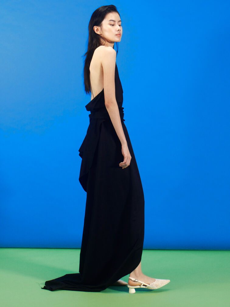 Meja Floral Pointed-Toe Slingback Pumps, White, hi-res