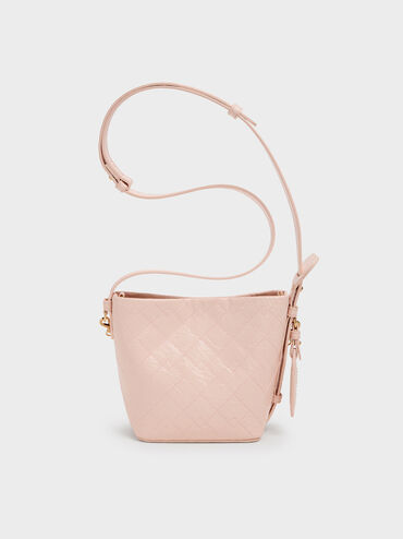 Duo Quilted Chain Bucket Bag, Soft Pink, hi-res