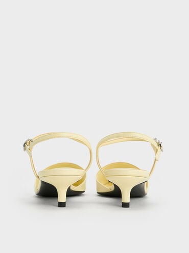 Pearl-Embellished Cap-Toe Kitten Heels, Butter, hi-res