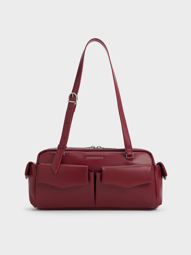 Rachel Multi-Pocket Shoulder Bag, Burgundy, hi-res