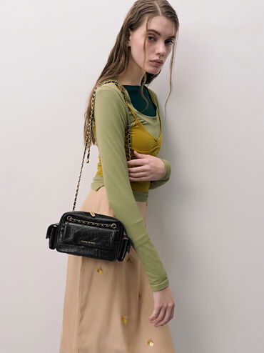 Duo Quilted Crossbody Bag, Black, hi-res