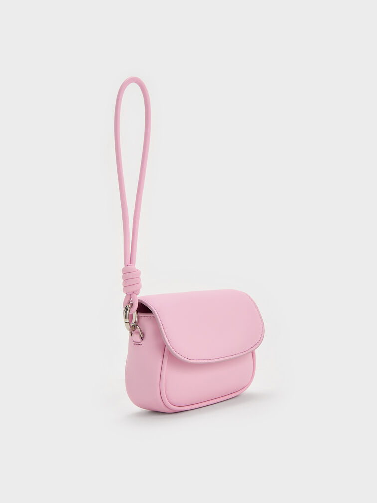 Sammie Knotted-Strap Wristlet, Bubble Gum Pink, hi-res