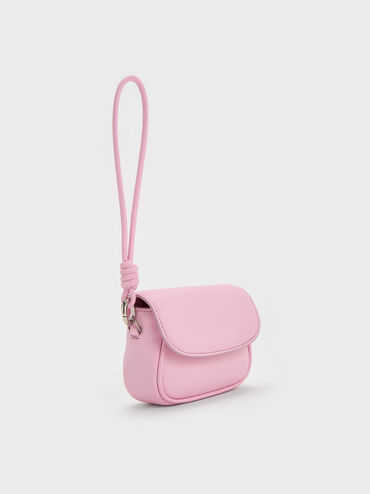 Sammie Knotted-Strap Wristlet, Bubble Gum Pink, hi-res