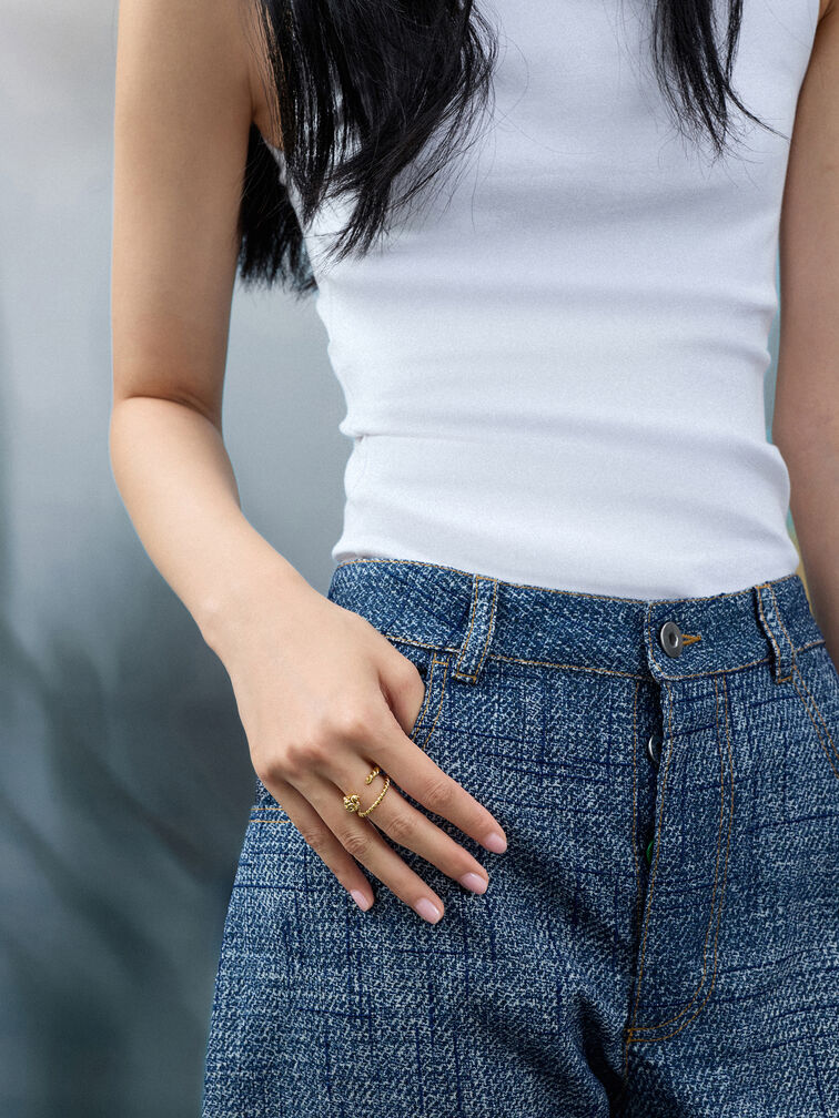 Sable Rope-Knot Two-Ring Set, Gold, hi-res