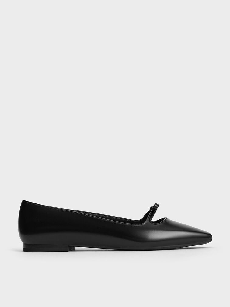 Bow Square-Toe Ballet Flats, Black Box, hi-res