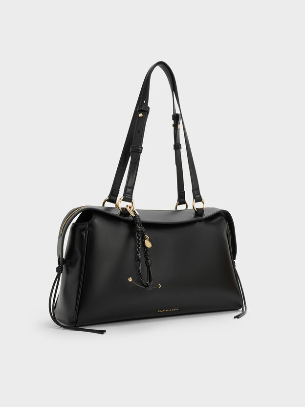 Haylen Braided-Charm Tote Bag, Black, hi-res