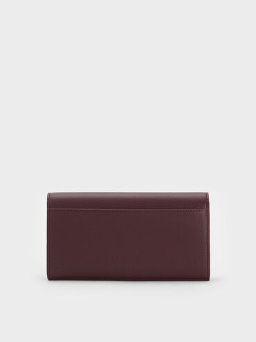 Briony Curved Flap Long Wallet, Wineberry Red, hi-res