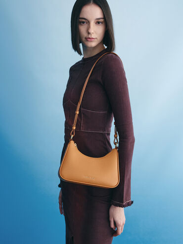 Lane Chain-Link Shoulder Bag, Russet Brown, hi-res