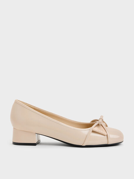 Bettina Double-Bow Pumps, Beige, hi-res