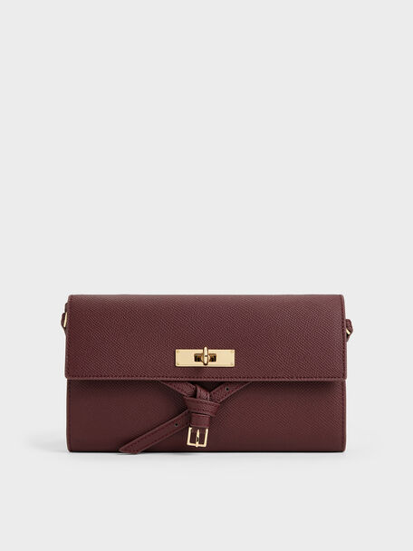 Tricha Knotted-Belt Crossbody Bag, Wineberry Red, hi-res