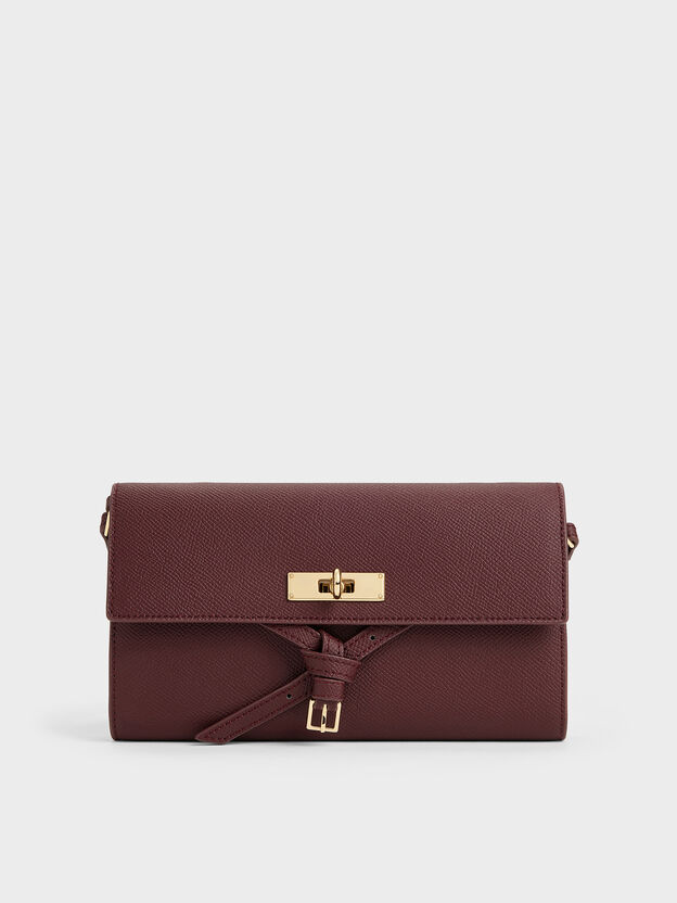 Tricha Knotted-Belt Crossbody Bag, Wineberry Red, hi-res